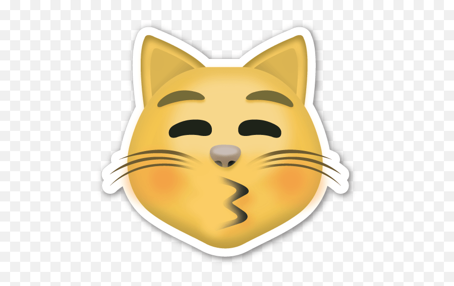 Kissing Cat Face With Closed Eyes Cat Emoji Whatsapp Kiss,Cat Emoji