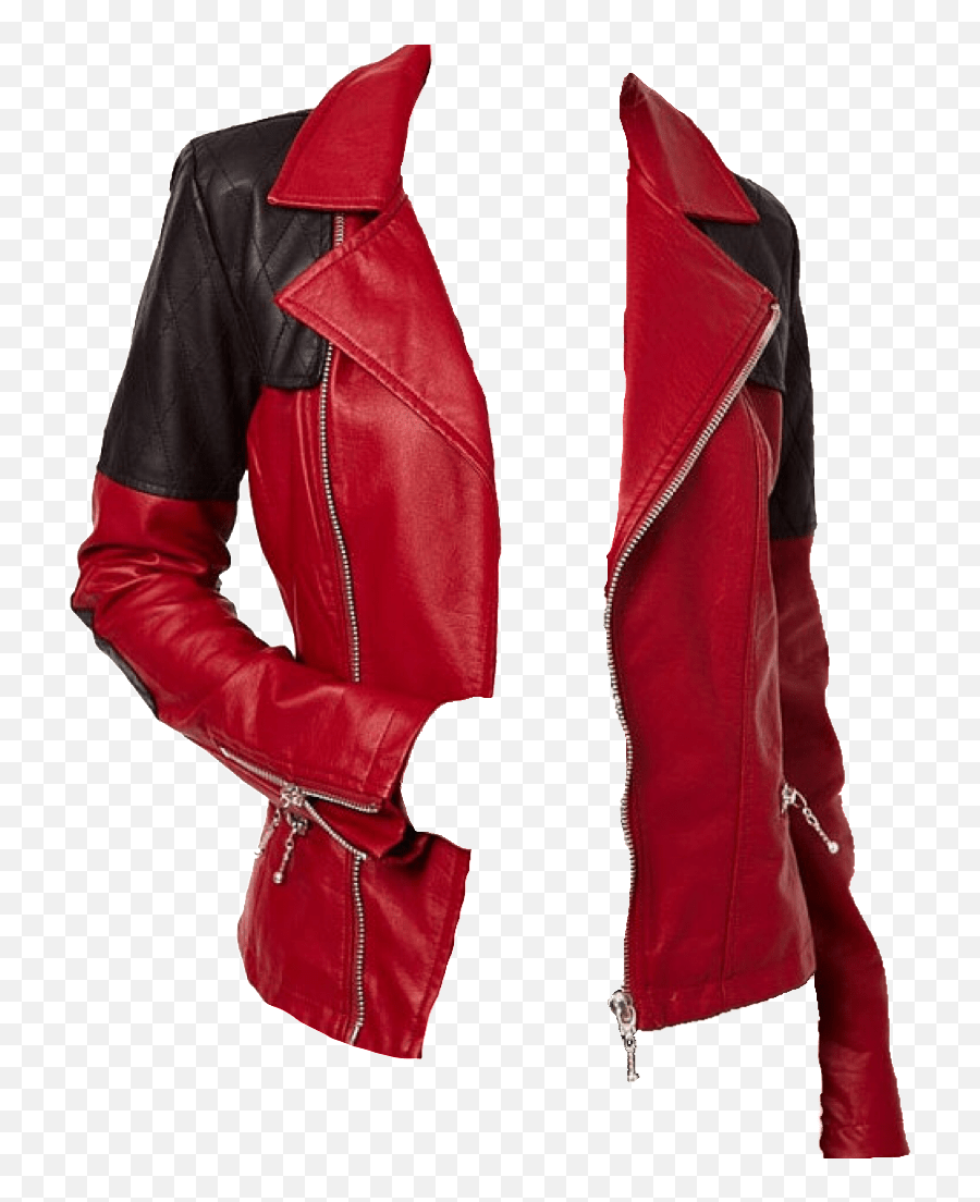 Jacket Leather Clothes Niche Red And Black Leather Jacket Emoji