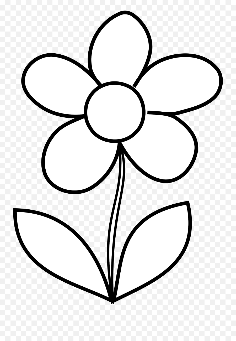 Flower Clipart Bw Flower Clipart Black And White Png Emoji,Black And
