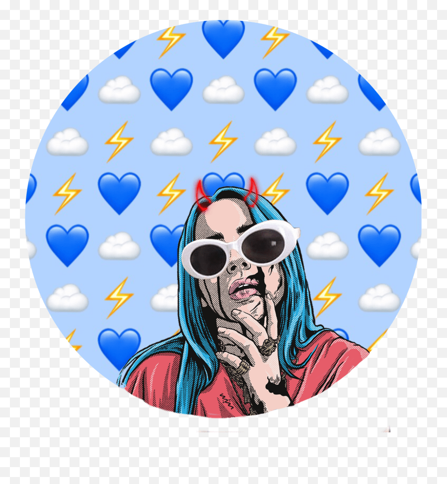 Billie Eilish Blue Clout Emoji Goggles Billie Eilish Logo,Clout Emoji