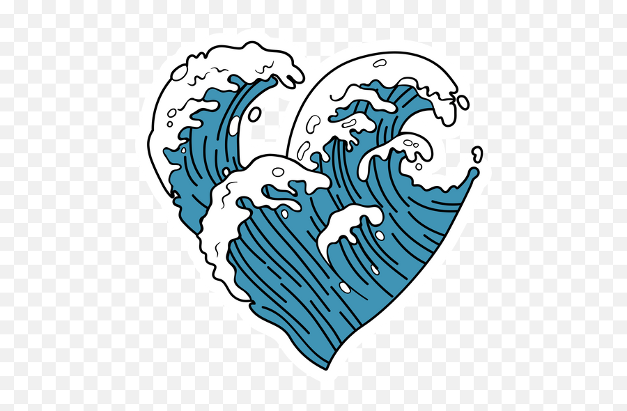 Vsco Ocean Wave Heart Sticker - Sticker Mania Transparent Aesthetic Tattoo Png Emoji,Hand Wave Emoji - Free Transparent Emoji - Emojipng.com 590_x_900_jpg