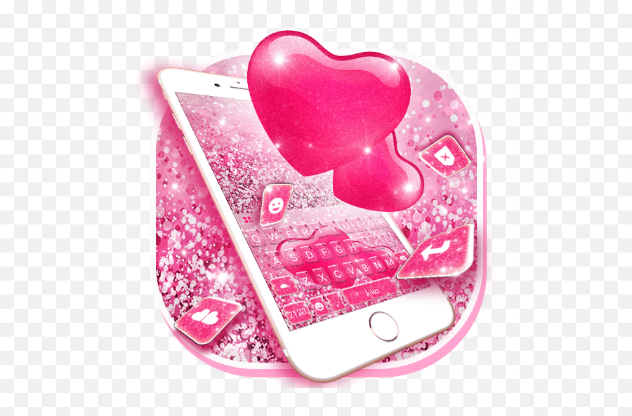 Shiny Pink Hearts Keyboard Theme Girly Emoji,Pink Heart Emoji Copy
