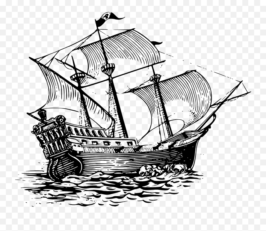 Boat Galleon Sailing Ship Sail Ship Pirate Sailing Ship Drawing Emoji