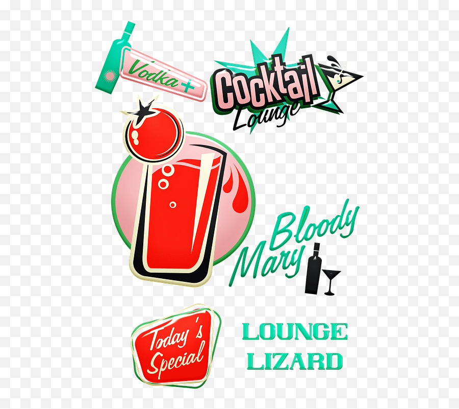 Retro Cocktail Signs Bloody Mary Clip Art Emoji,Bloody Mary Emoji