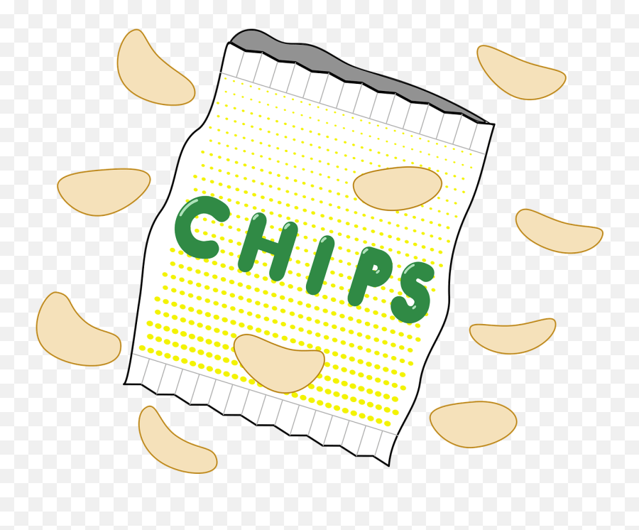 Bag Chips Crisps Junk Food Potato Chips Bag That Says Chips Emoji