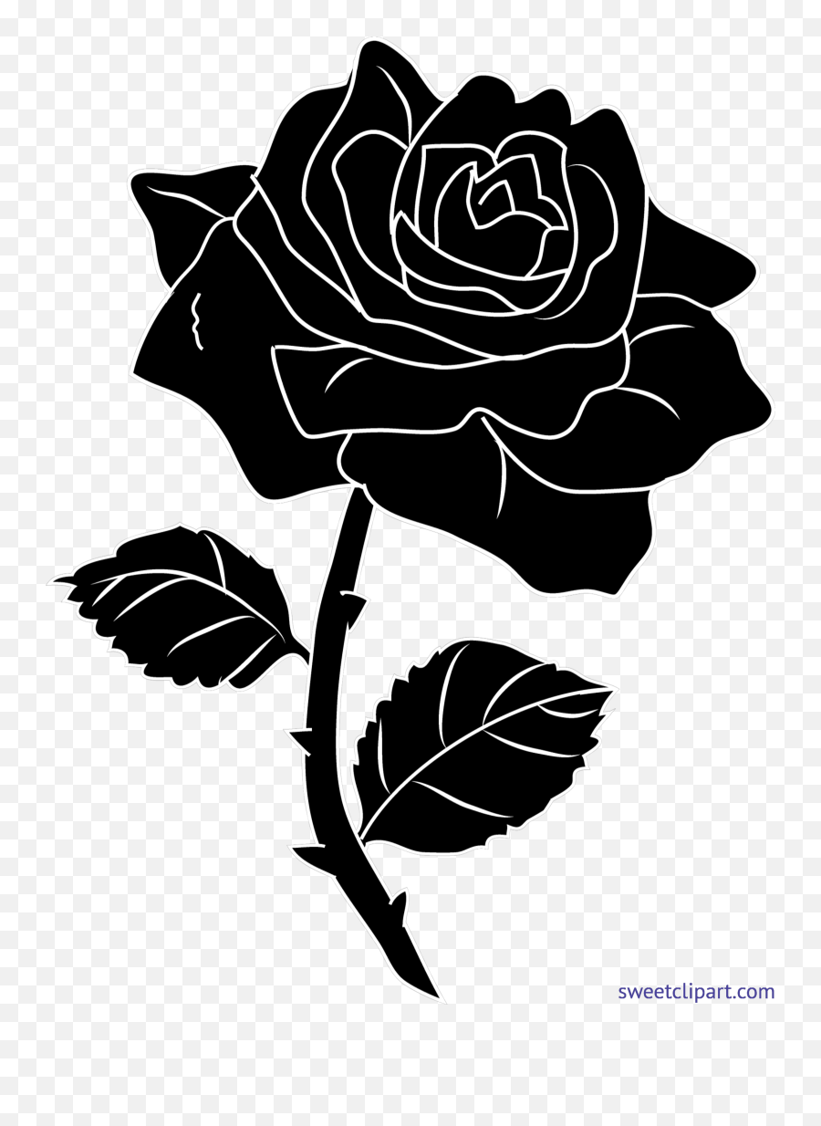 Rose 3 Silhouette Clip Art Vector Black Rose Png Emoji,Rose Emoticons