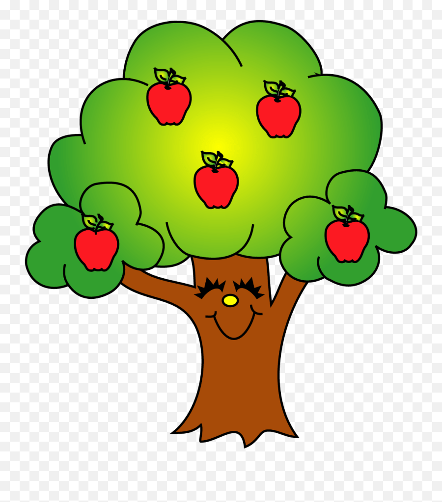 Tree Clipart With Face 5 Apples On A Tree Emoji,Papaya Emoji free