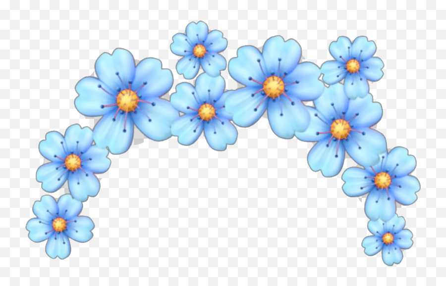 Flower Crown Blue Flowers Tumblr Kawaii Emoji Flower Crown Png,Blue Flower Emoji free