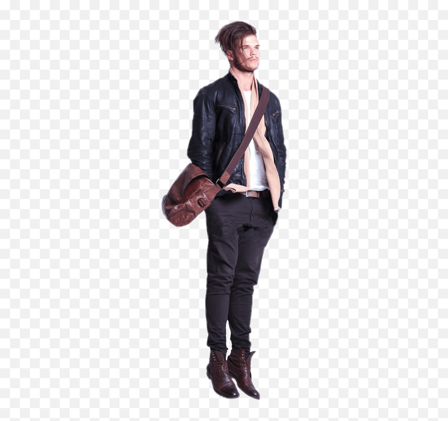 Ftestickers People Man Floating Levitate Leather Jacket Emoji