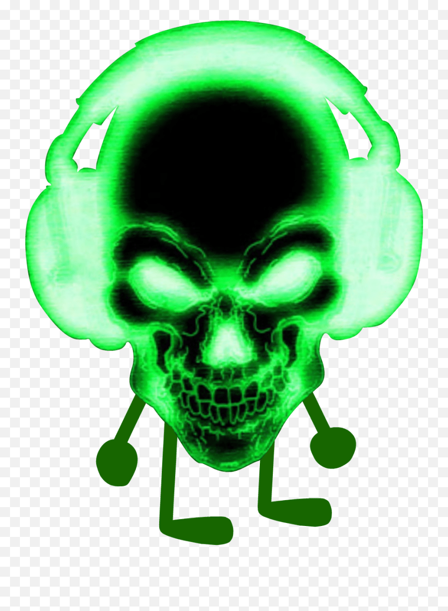 Green Skull With Headphones Clipart Green Skull With Headphones Emoji