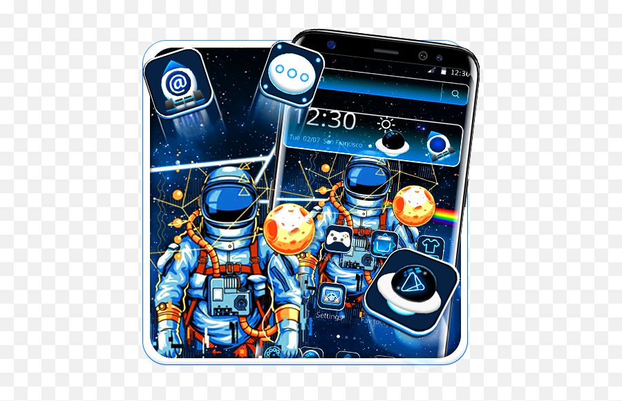 Space Robot Launcher Theme Astronaut Emoji,Flasher Emoji free