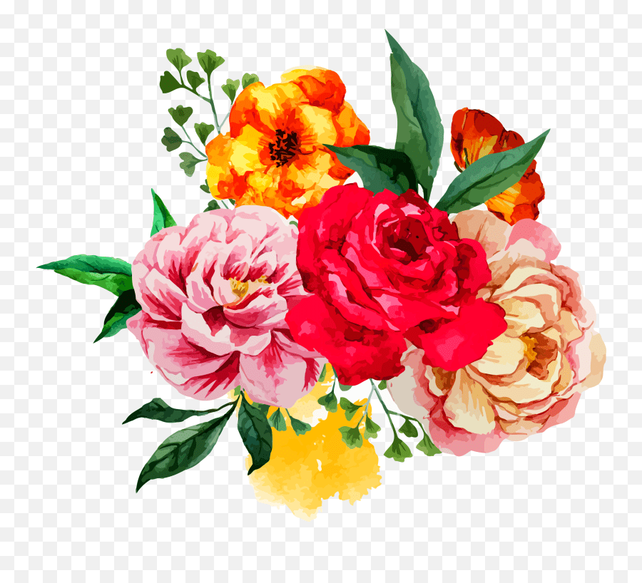 Clipart Flower Bunch Flowers Drawing In Watercolor Emoji,Bouquet