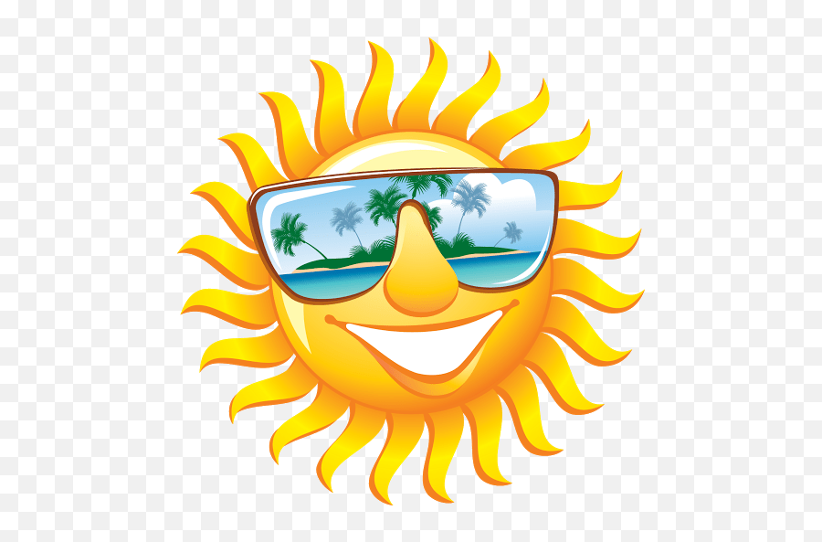 Sunny Sun Smiley Face With Sunglasses Emoji,Umbrella And Sun Emoji