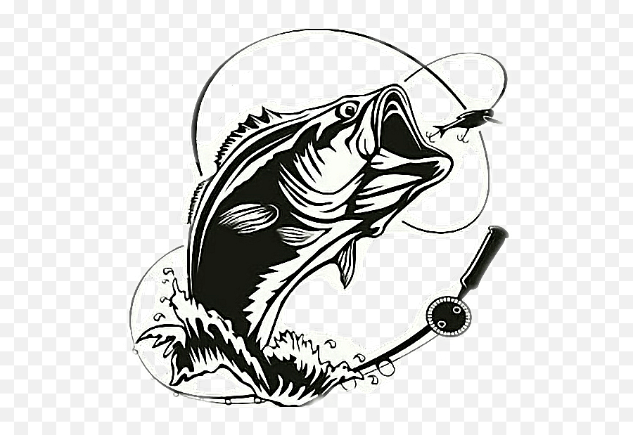 Fishing Fish Salmon Blackandwhite Bass Fishing Vector Emoji,Skull