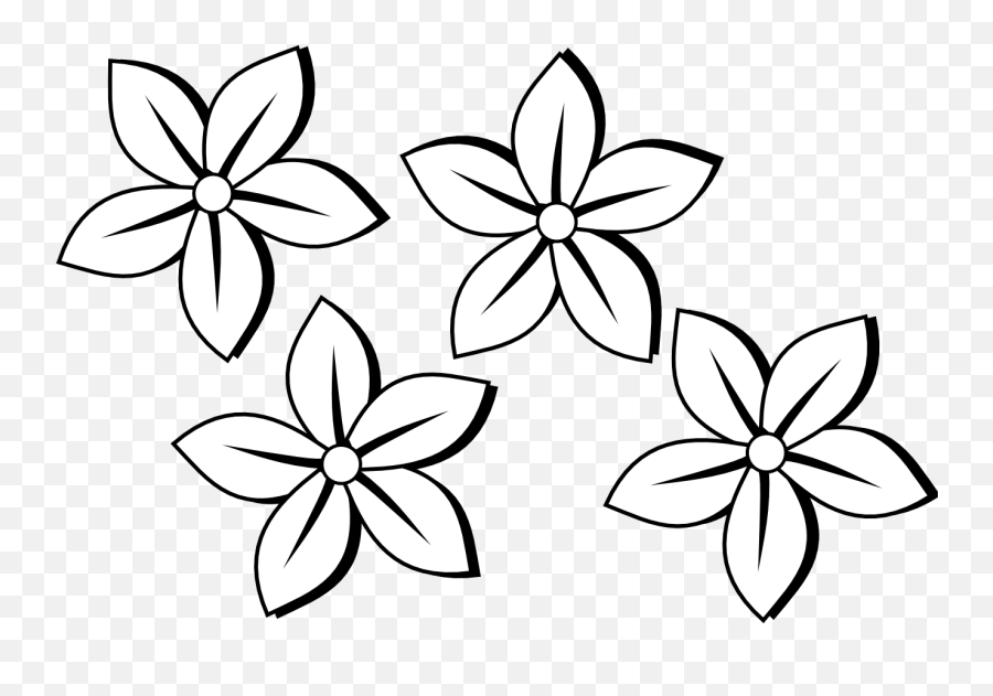 Flower Black And White Png Transparent 4 Flowers Clipart Black And