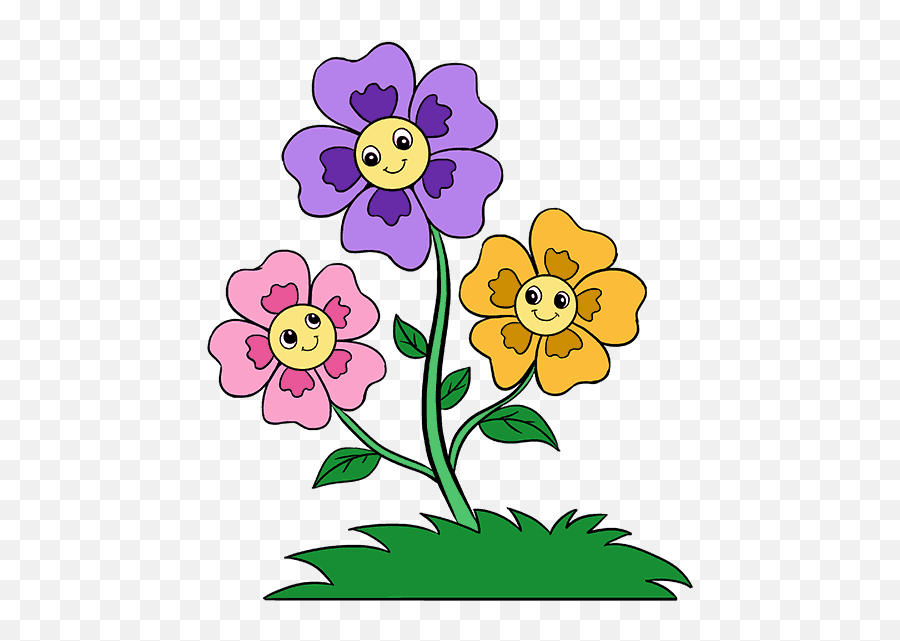 Drawing Toons Flower Transparent Png Flower Cartoon Drawing Emoji,Japanese Emoticons Flower In