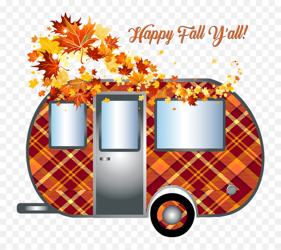 Autumn Camper Trailer Travel Transparent Falling Leaves Clipart Emoji