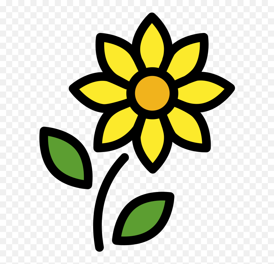 Openmoji Flowers With 8 Petals Black And White Emoji,Sunflower Emoji