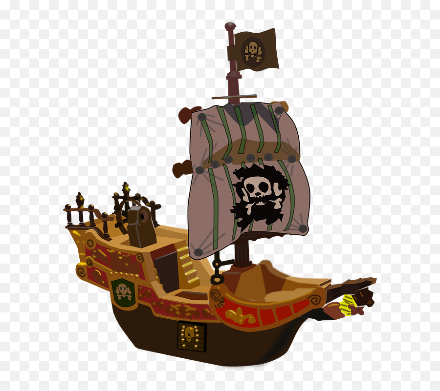 Ship Boat Pirate Cartoon Captain Hook Ship Emoji,Flag And Rocket Ship