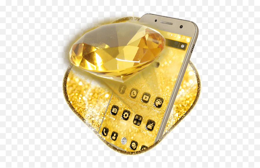 Dazzling Diamond Pearl Corrundum Theme 2d Feature Phone Emoji,Gold