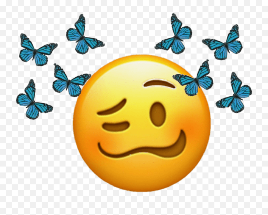 Butterfly Ehhh Bluebutterfly Blue Sticker By Clairee Happy Emoji,Blue
