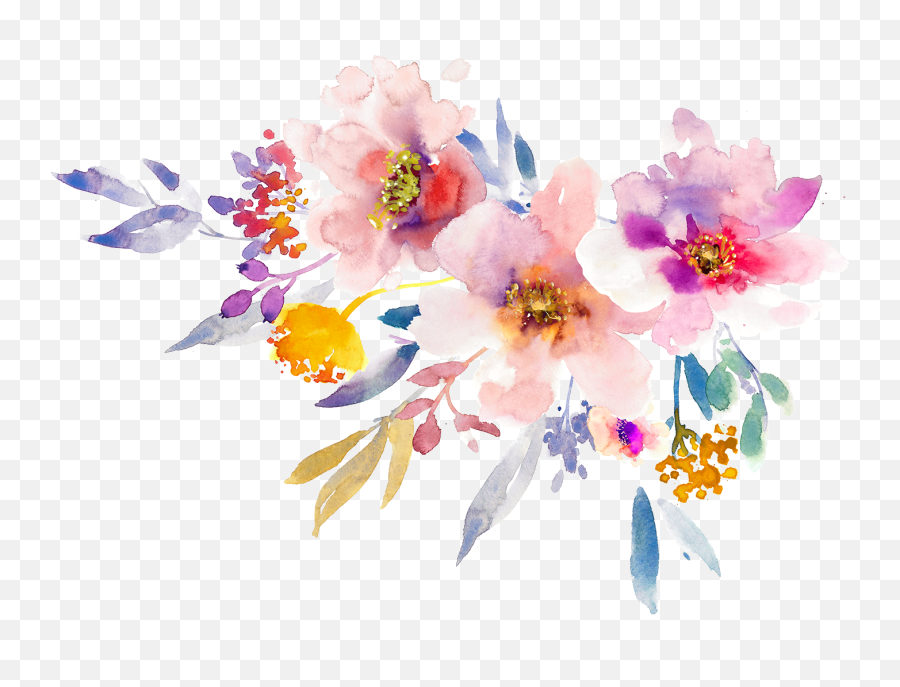 Download Flower Creative Gouache Design Spring Watercolor Flowers Png Emoji,Japanese Emoticons