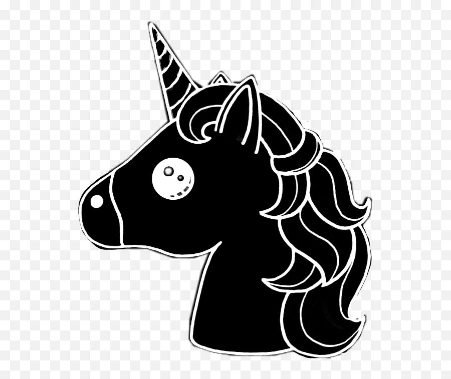 Unicorn Emoji Blackandwhjte Bandw Illustration,Unicorn Emoji Black