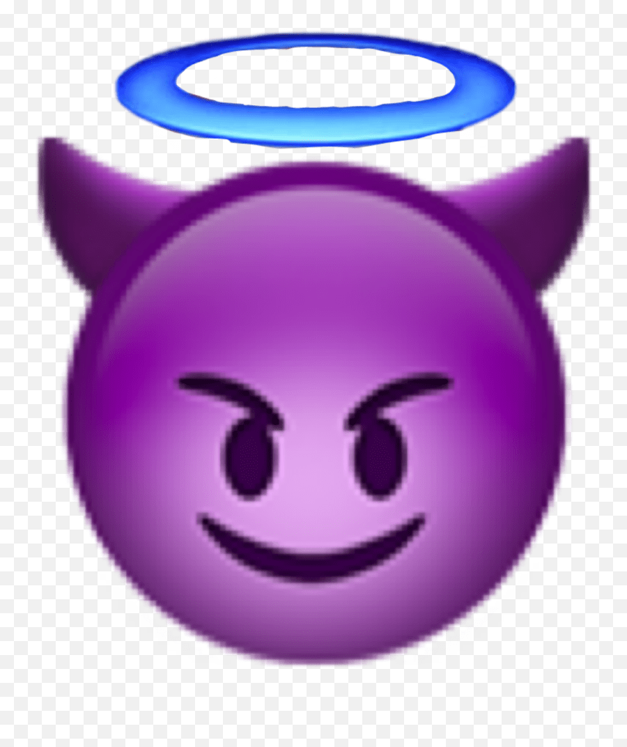 Devil Angel Emoji Emoticon Whatsapp Purple Devil Emoji Png,Devil