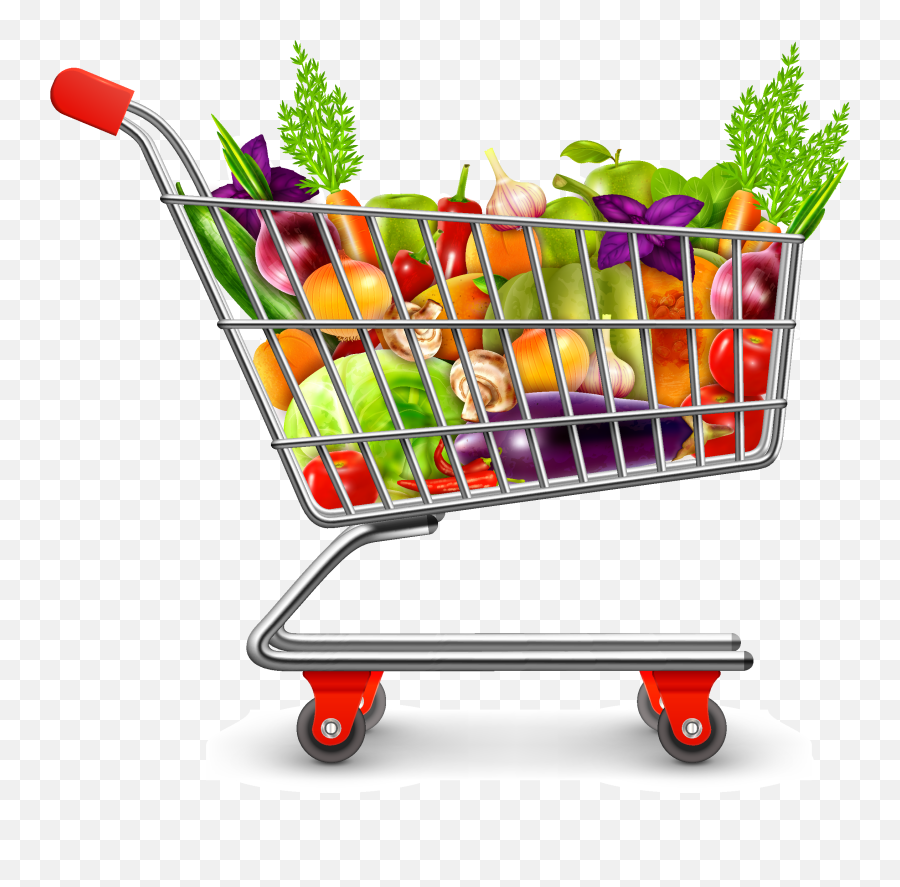 Grocery Clipart Trolley Grocery Fruits And Vegetables Cart Png Emoji