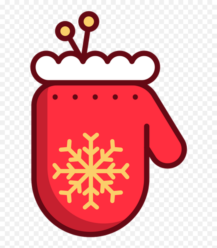 Christmas Newyear Red Yellow Snowflake Christmas Glove Clipart Emoji
