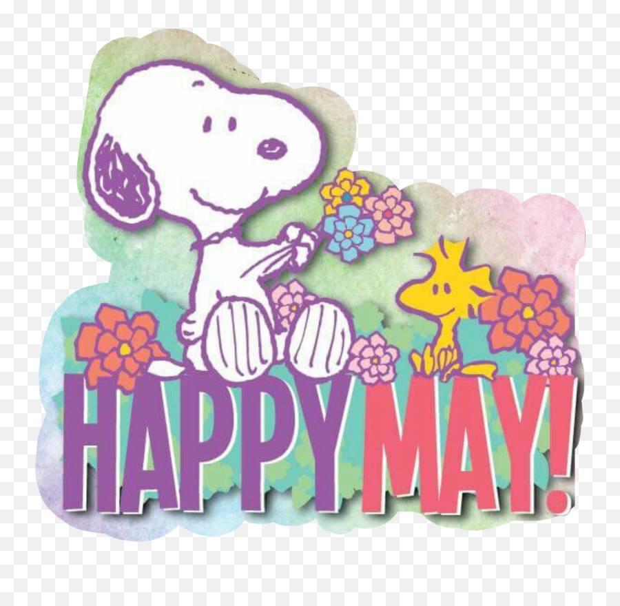 Happymay May Text Snoopy Sticker Snoopy May Day Emoji,Woodstock