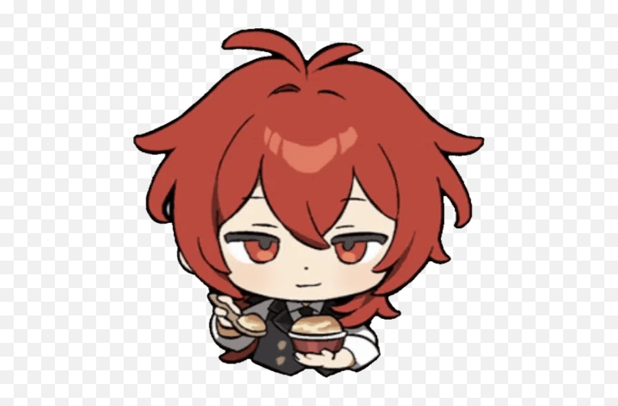 Ae Entropyu0027s Tweet Genshin Impact X Kfc Collaboration Diluc Sticker Emoji,Emoji Muy Triste