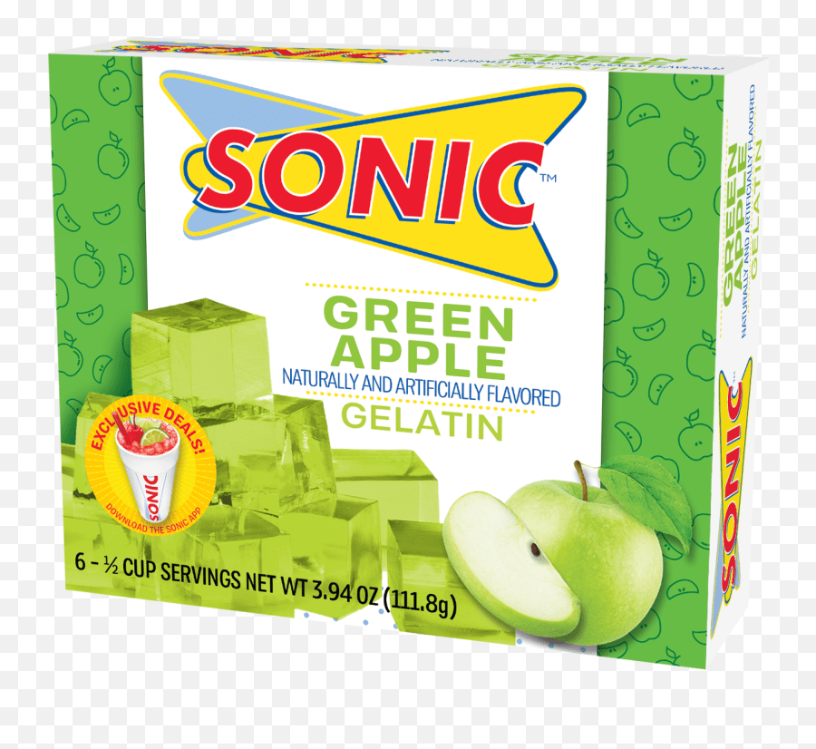 Sonic Green Apple Gelatin 6 Serve Sonic Jello Emoji,Sonic