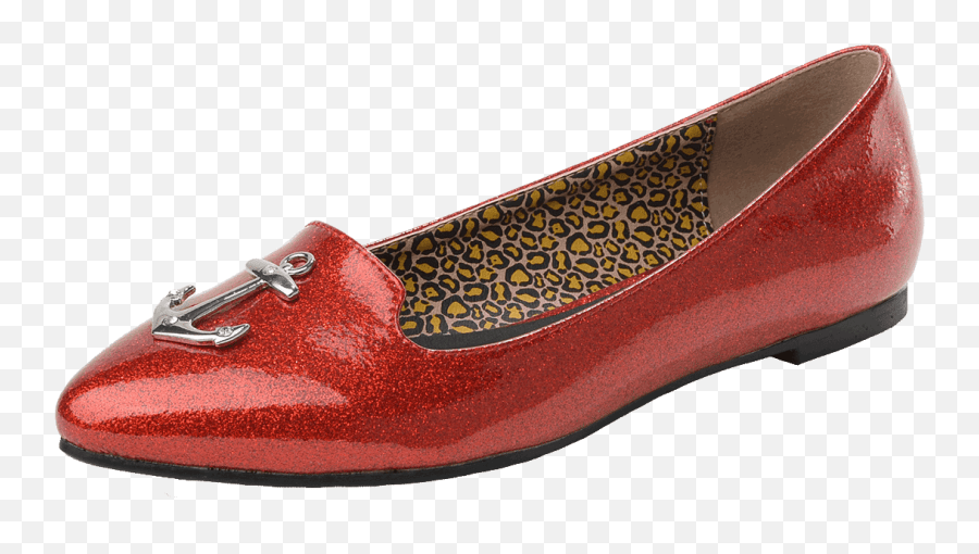 Download Red Sparkle Anchor Patent Pointed Toe Flats Emoji,Dress Shoe