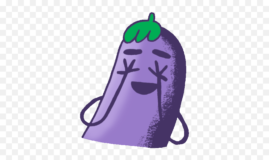 Eggplant Smiling Covering Eyes With Hands Sticker Emoji,Eggplant