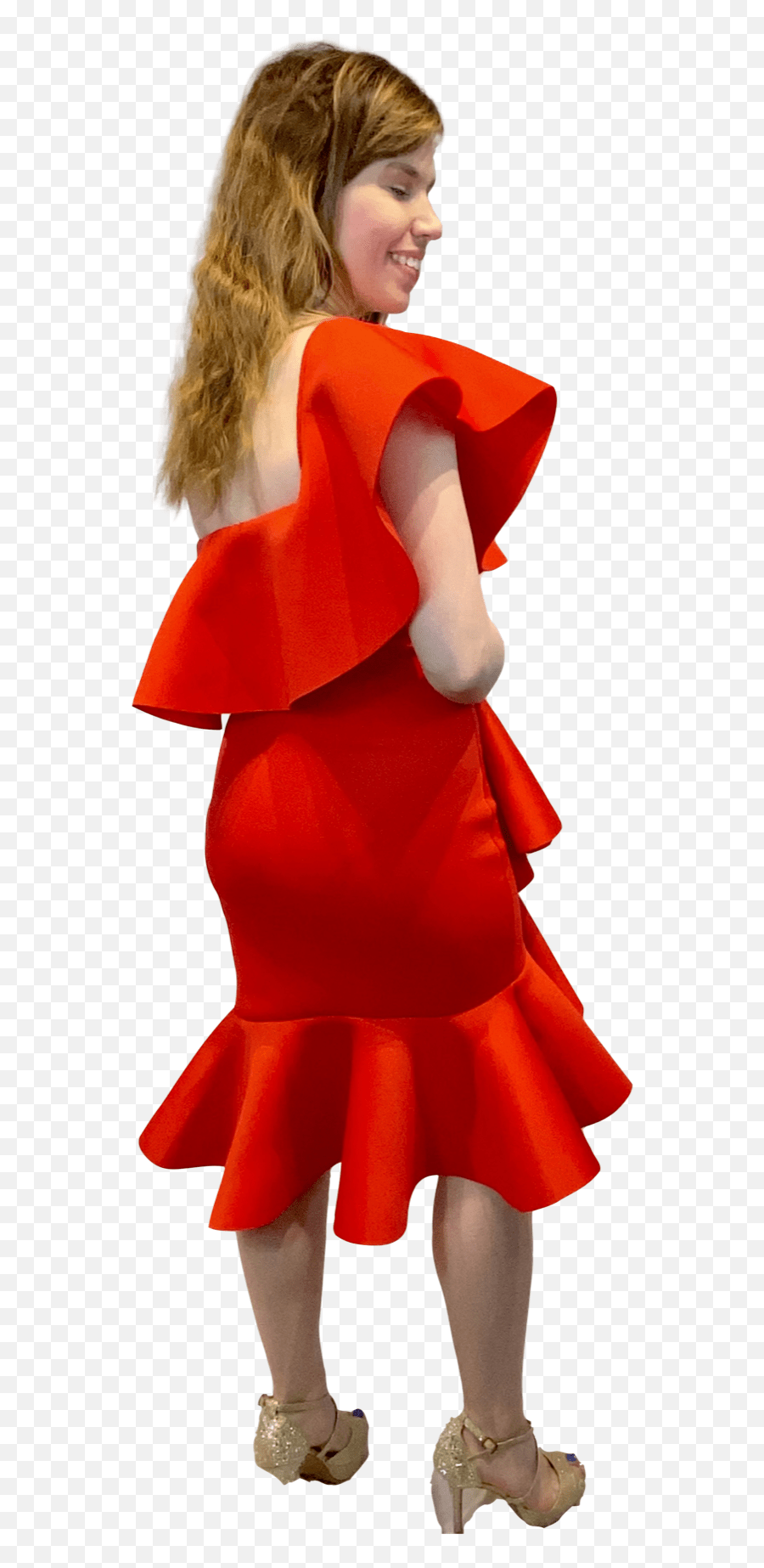 Womenu0027s Appealing Ruffled Cocktail Dress Red Emoji,Dancing Woman