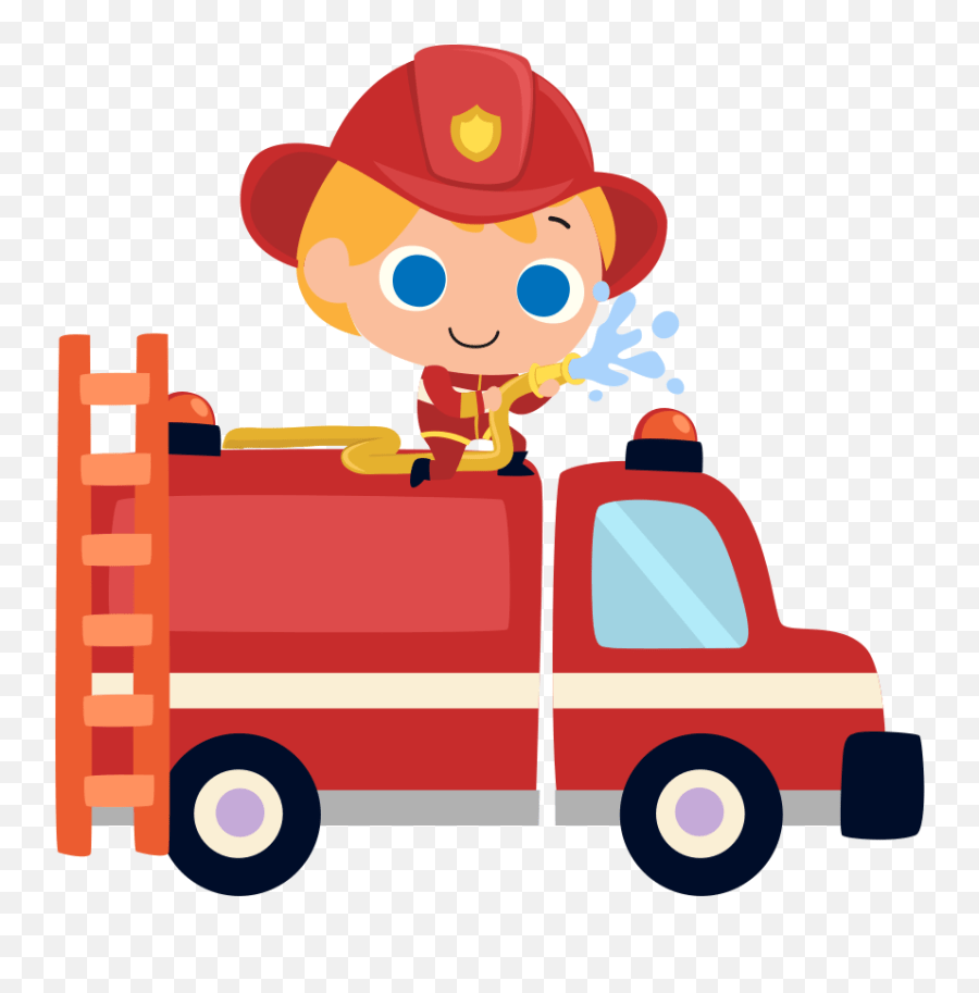 Firefighter Red Car Man Kids Bedroom Wall Sticker Emoji,Fire Truck