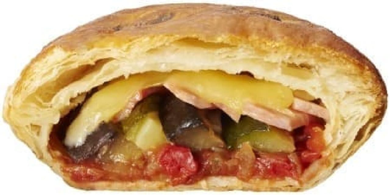 July "side dish pie" "summer vegetables and bacon salsa" on the pie