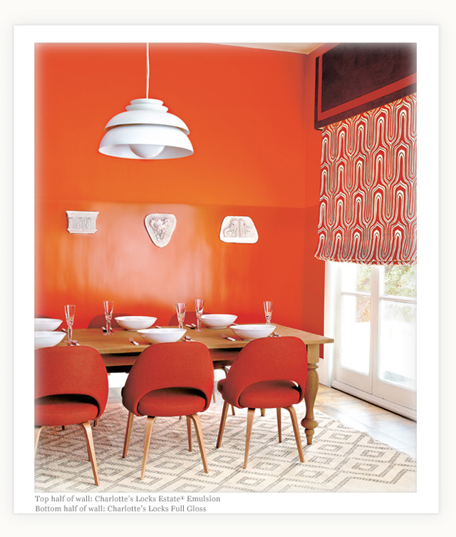 matte and gloss farrow & ball Orange dining room, Orange decor