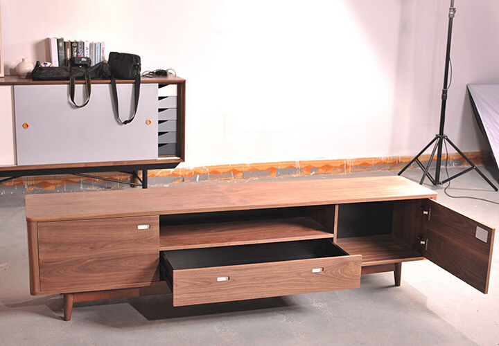 Fancy design wooden TV stand MDF board with ash solid wood veneer