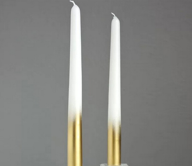 Two size gold and silver ombre taper candle China taper candle