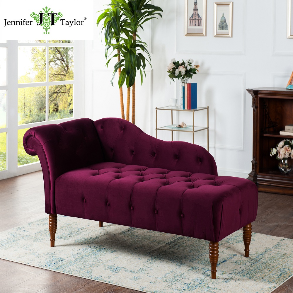 American morden high end furniture buttontufted velvet chaise lounge