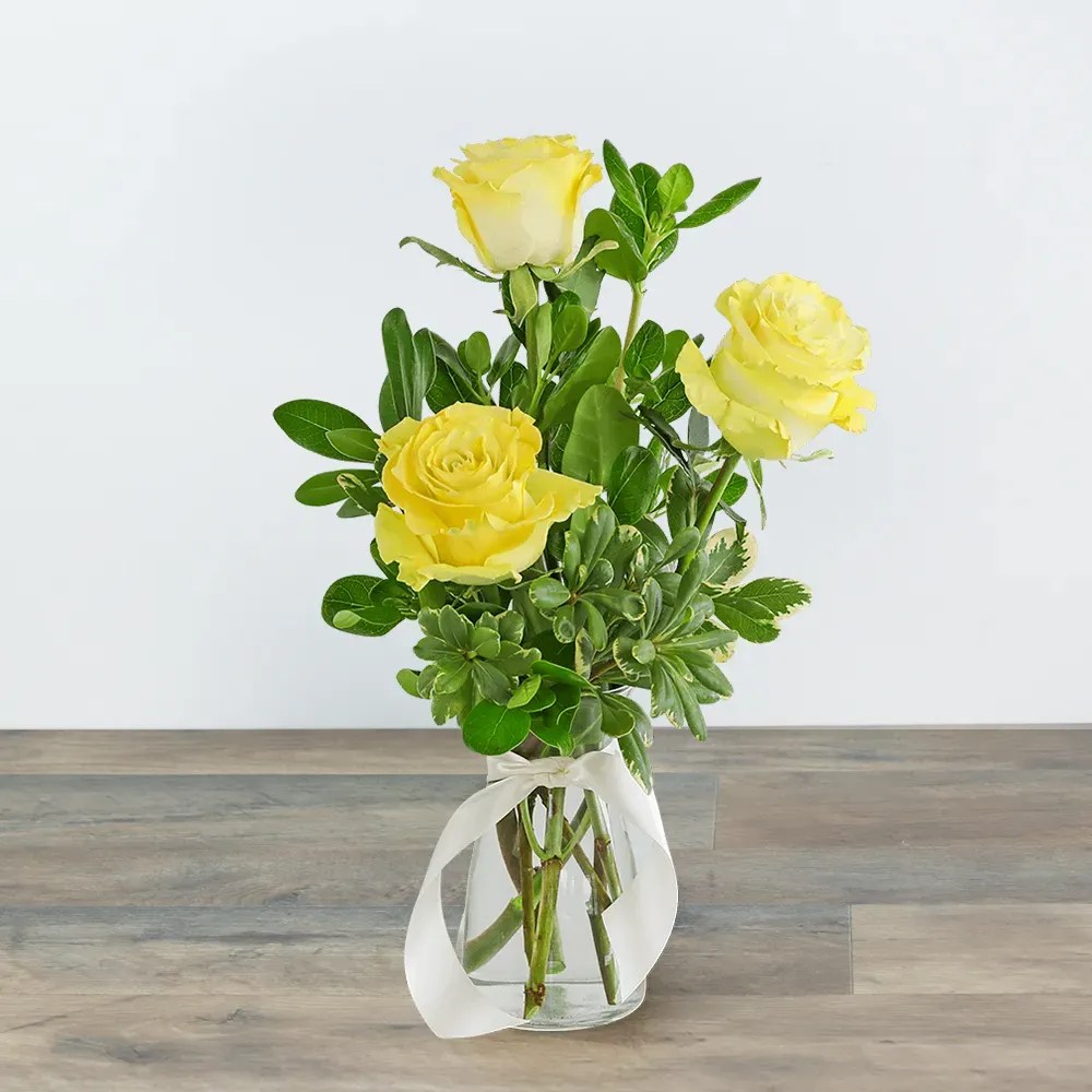 Three Yellow Roses Dafferdil Floral Creations