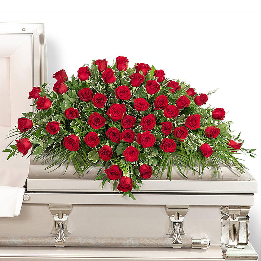 50 Red Roses Casket Spray Vacaville Florist Brick by Brick Floral