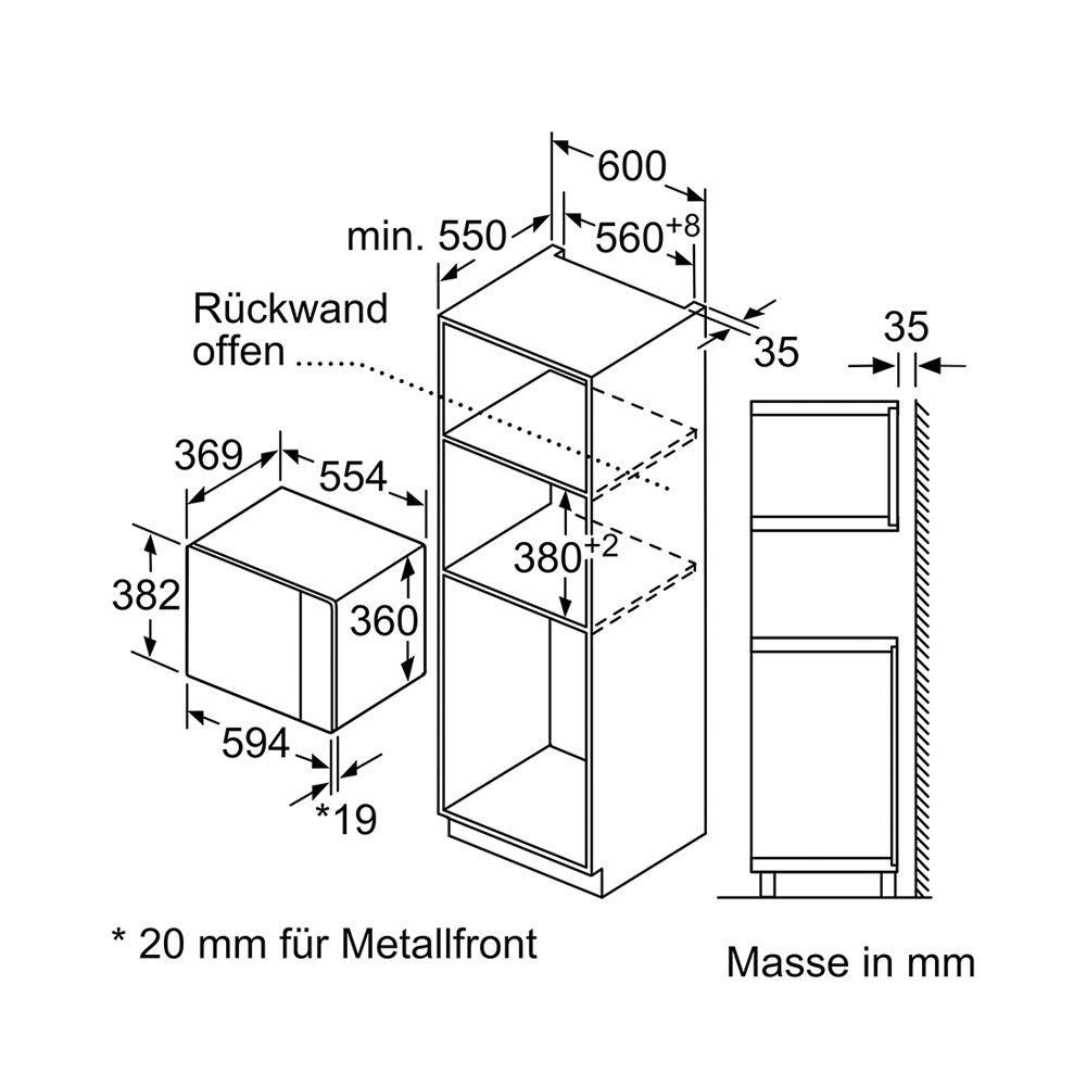 Siemens BF555LMS0 EinbauMikrowellengerät, 25 Liter