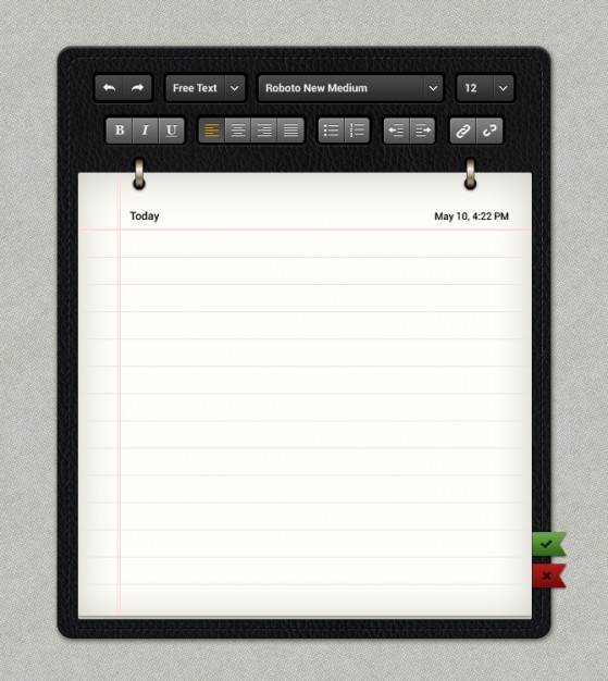 Cool notepad with black interface Free PSD File