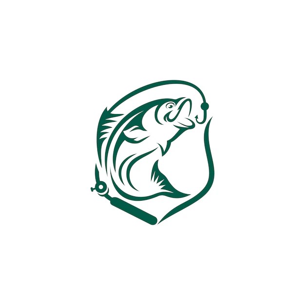 魚のロゴのテンプレート プレミアムベクター