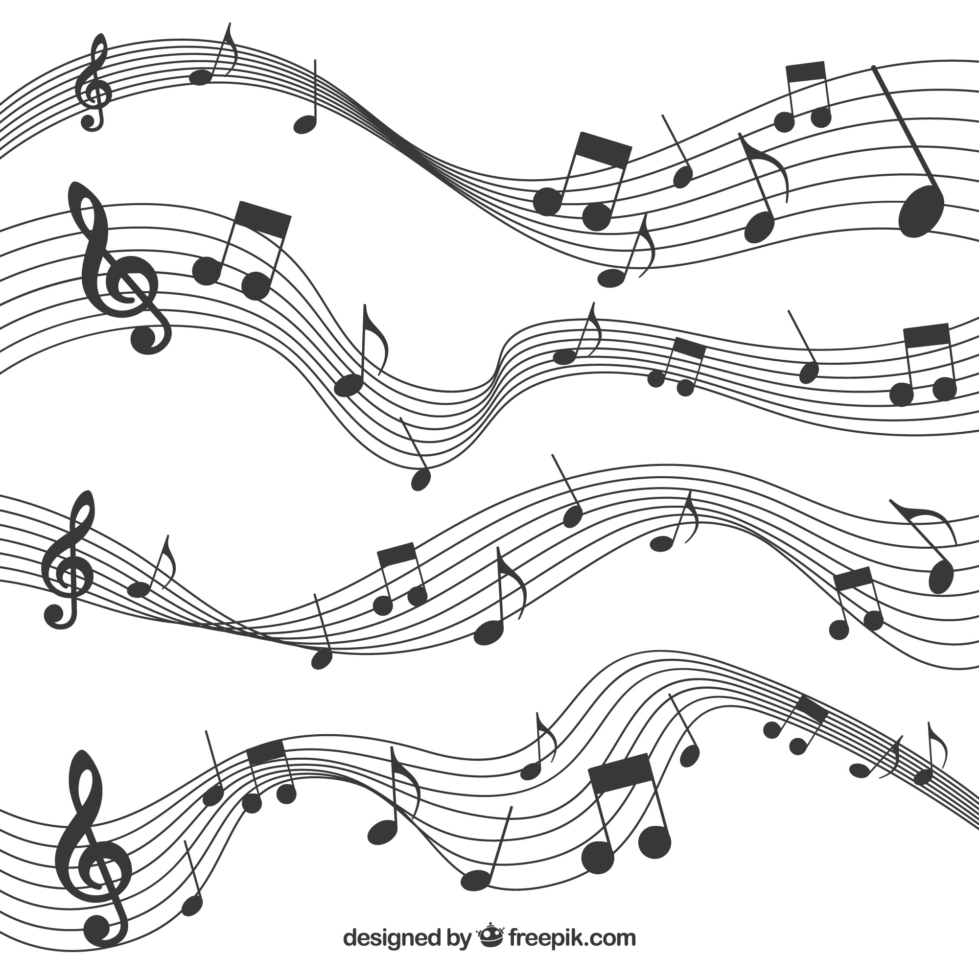 黒の音符で五角形のパック 無料のベクター