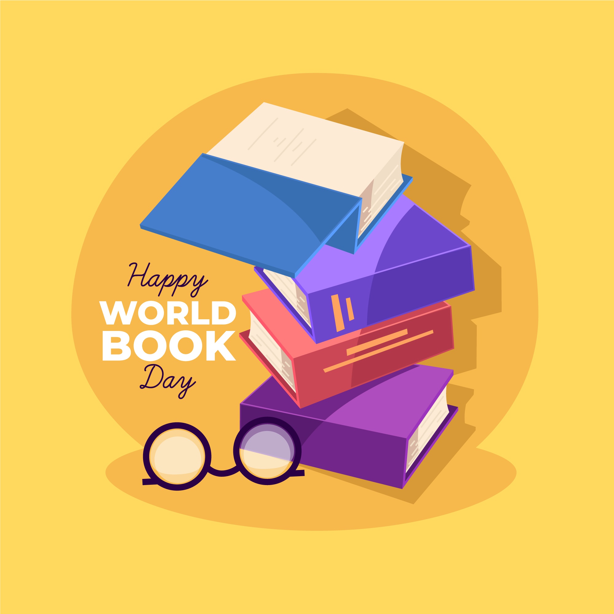 Всемирный день книги иллюстрация с коллекцией книг
