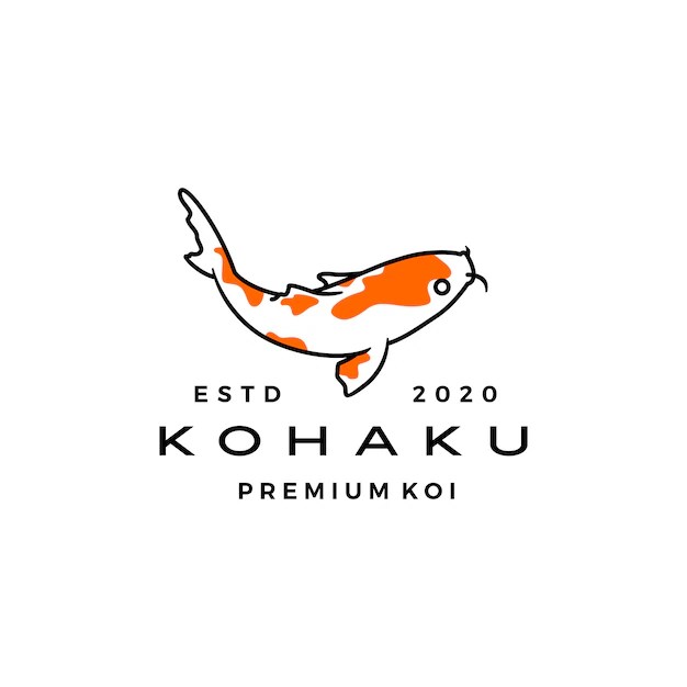 紅白恋魚ロゴ プレミアムベクター